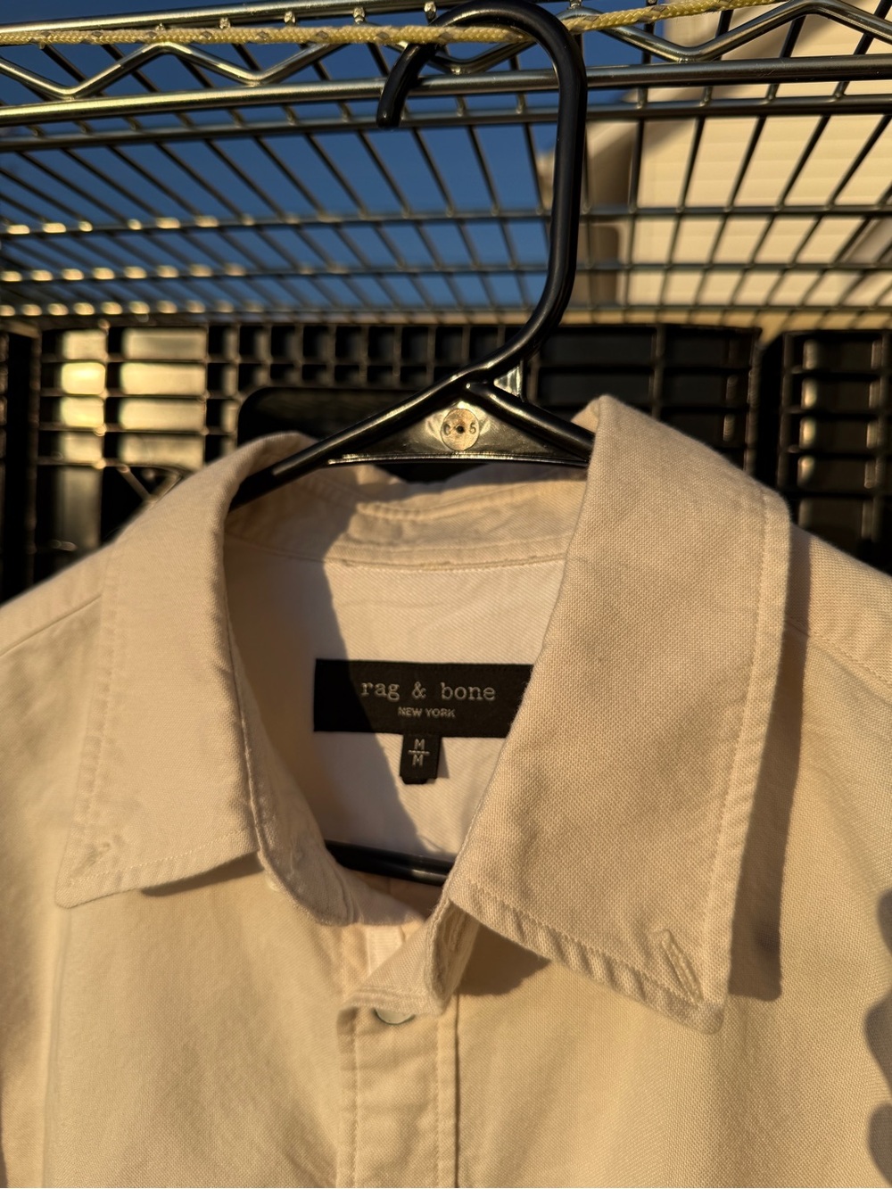 Rag & Bone Cream Oxford Button Front Shirt Men’s Medium 100% Cotton